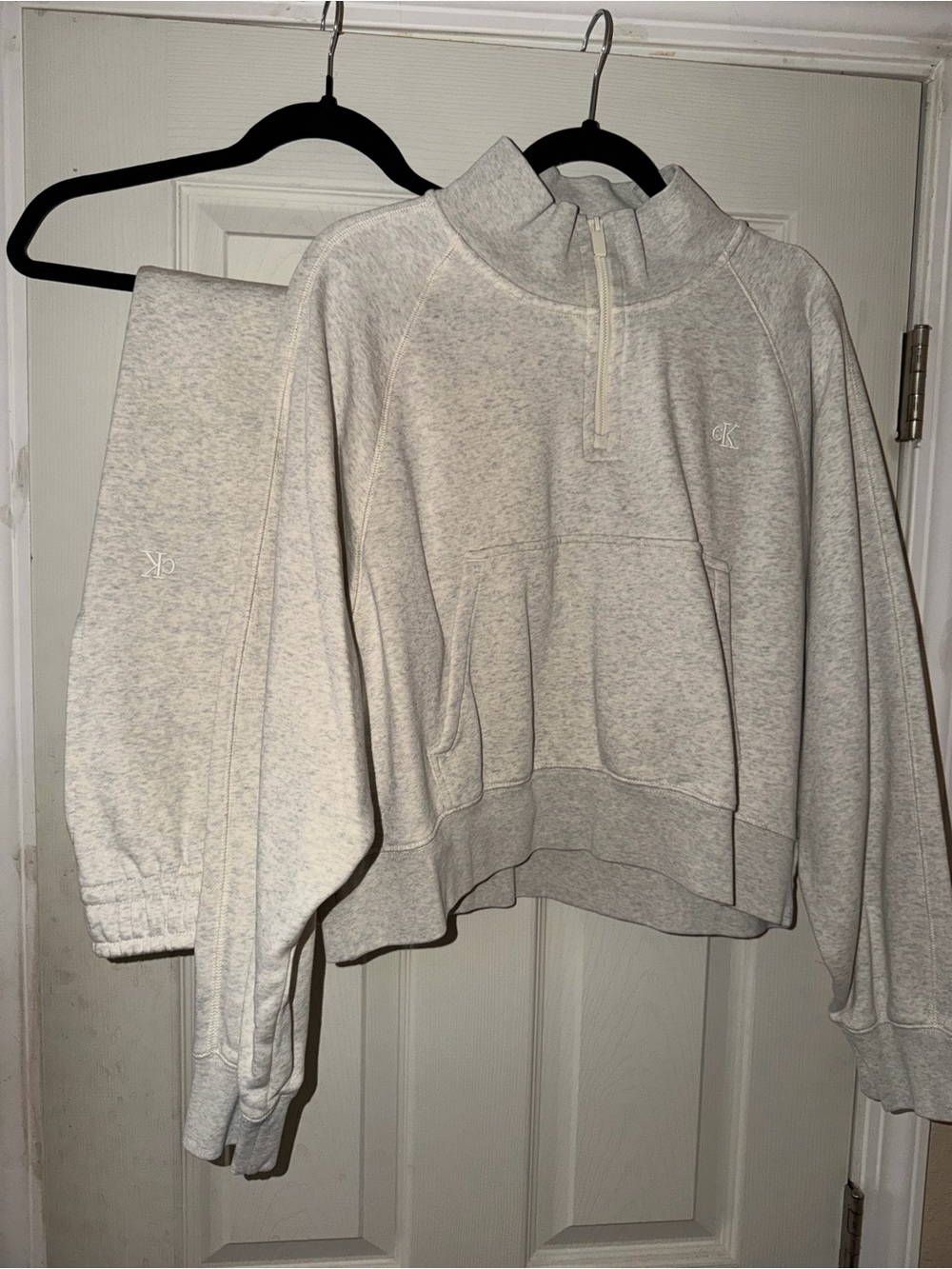 Calvin Klein Heather Light Gray Half-Zip Pullover Hoodie